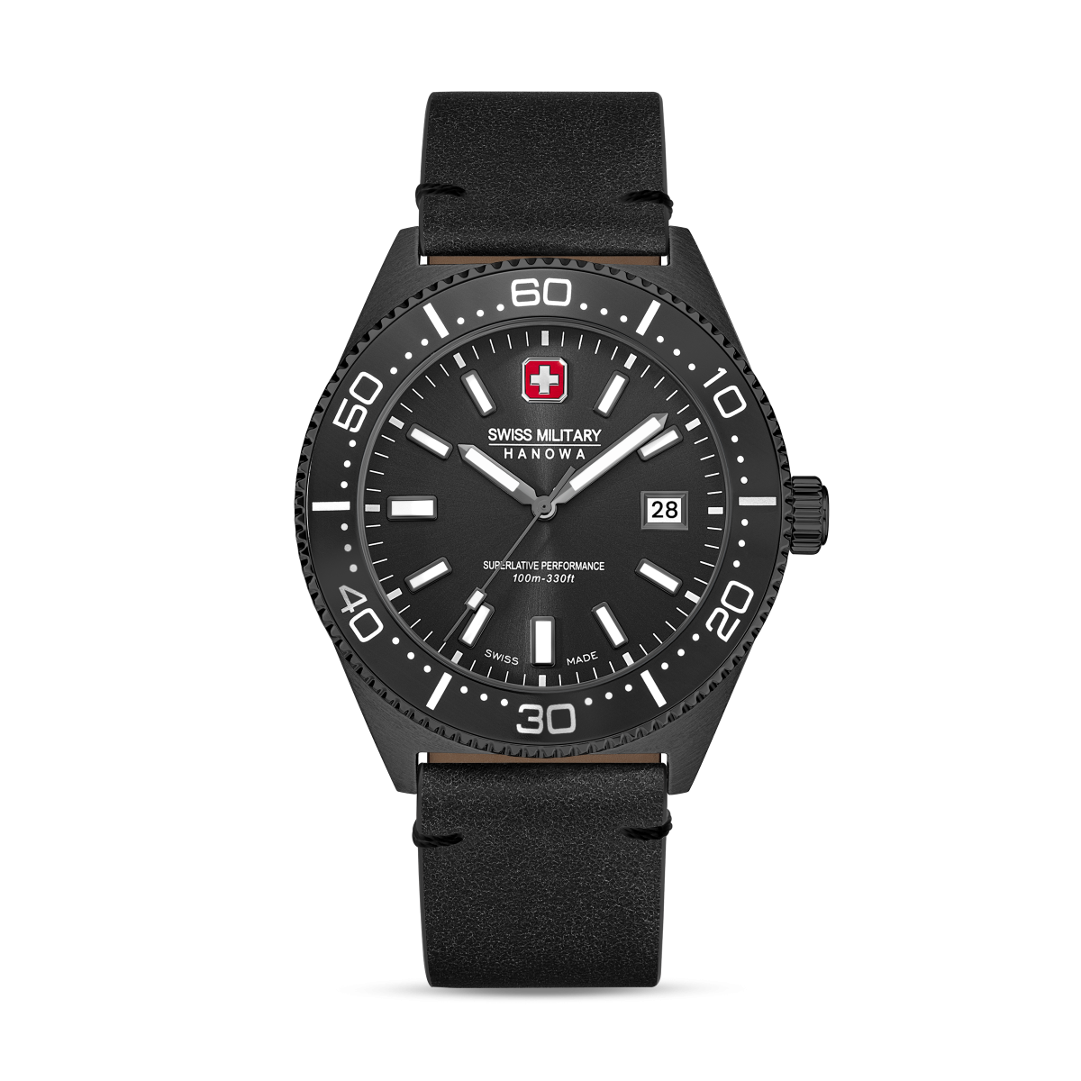Swiss Military Hanowa Nomad SMWGB0004940-SET Herenhorloge van zwart staal met drie horlogebanden - Ø 43 mm