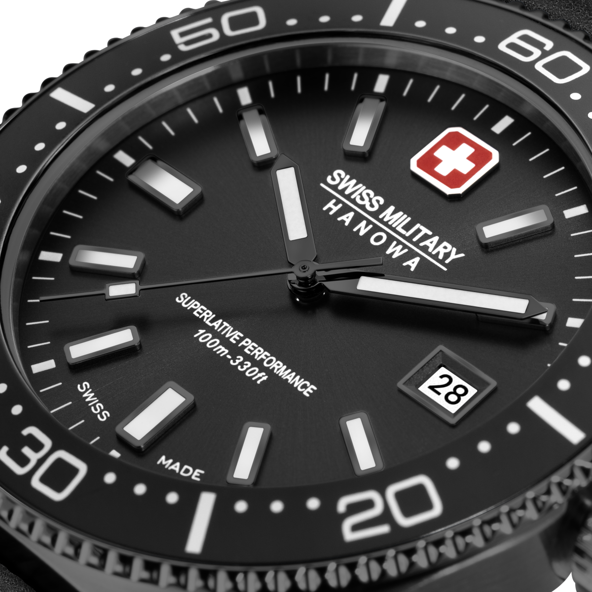 Swiss Military Hanowa Nomad SMWGB0004940-SET Herenhorloge van zwart staal met drie horlogebanden - Ø 43 mm