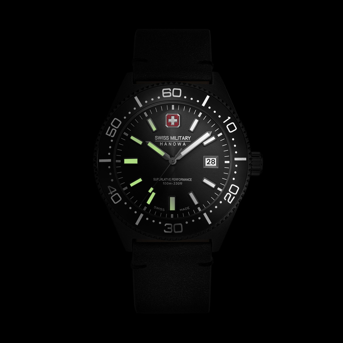 Swiss Military Hanowa Nomad SMWGB0004940-SET Herenhorloge van zwart staal met drie horlogebanden - Ø 43 mm