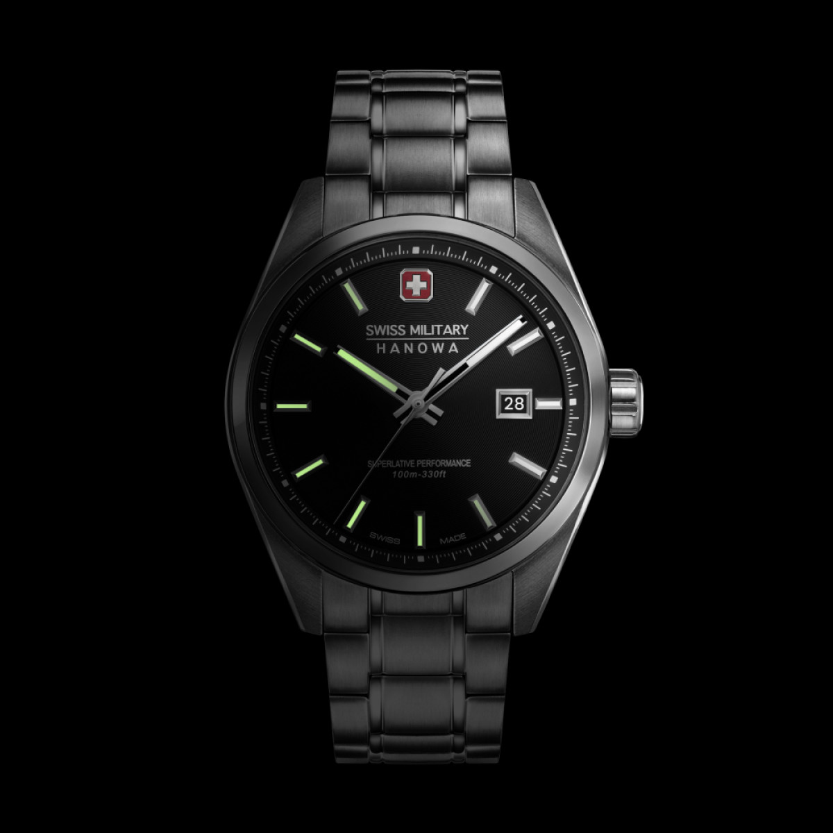 Swiss Military Hanowa Pioneer SMWGH0004101 Quartz horloge met stalen band en zwarte wijzerplaat 41 mm