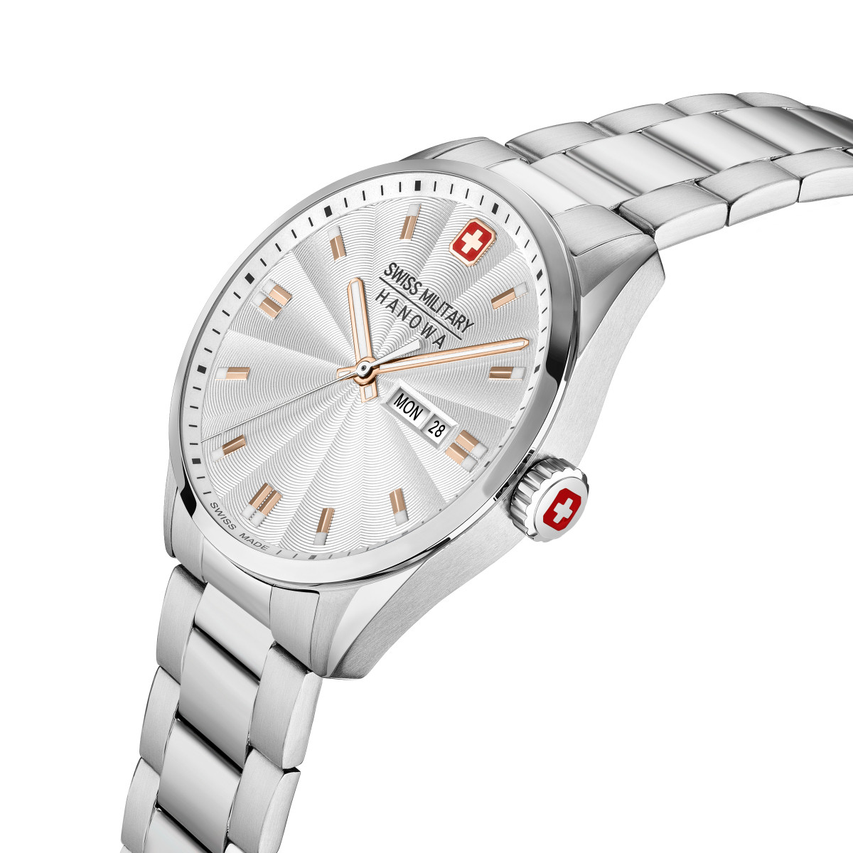 Swiss Military Hanowa Roadrunner Maxed SMWGH0001604 zilverkleurig horloge met dag en datum - Ø 43 mm