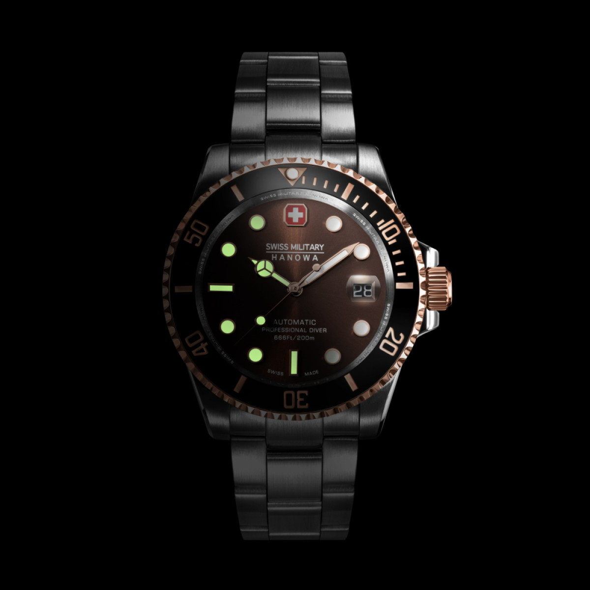  Swiss Military Hanowa Sealord SMWGL0006360 automatisch horloge met roségoudkleurige accenten - Ø 41 mm