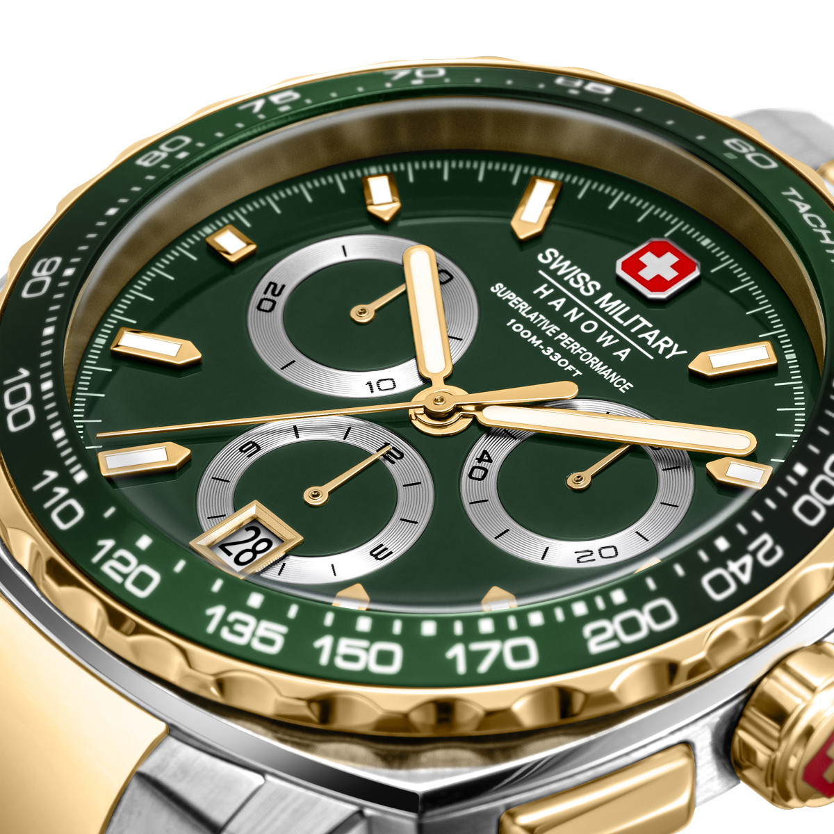 Swiss Military Hanowa Speedwell SMWGI0006804 bicolor horloge met groene wijzerplaat en chronograaf - Ø 41 mm