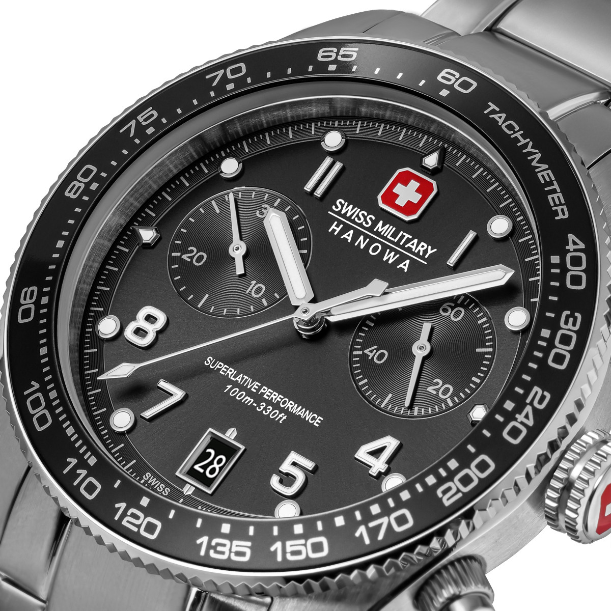 Swiss Military Hanowa Spitfire SMWGI0007701 herenhorloge met zwarte wijzerplaat en chronograaf - Ø 43 mm