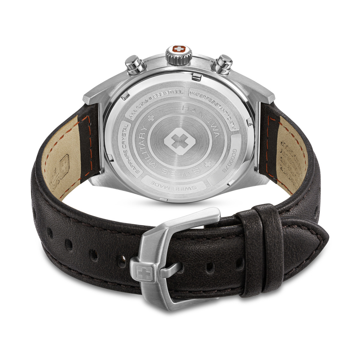 Swiss Military Hanowa Storm SMWGC0007803 bruin leren horloge met chronograaf en groene wijzerplaat - Ø 43 mm