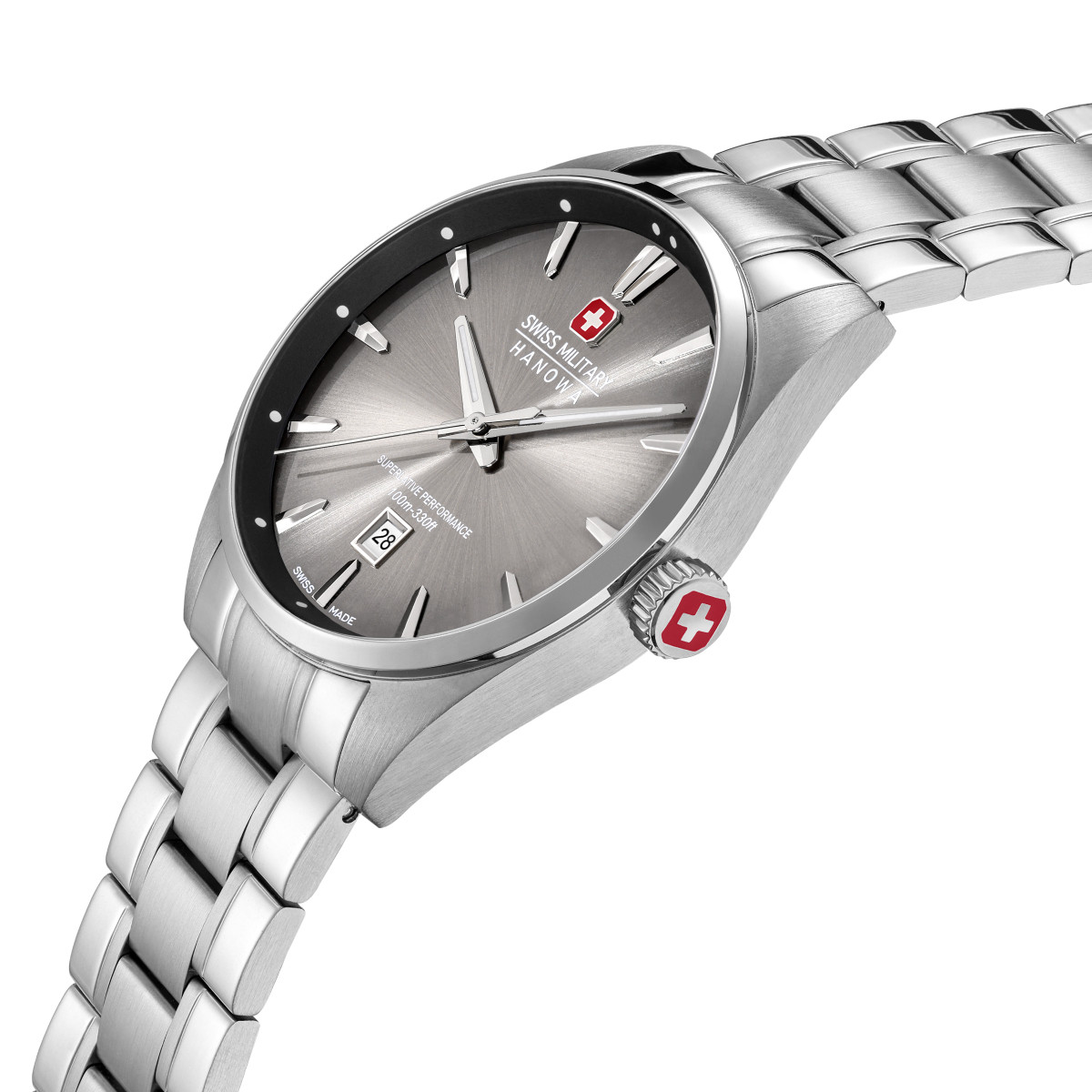 Swiss Military Hanowa Thunder SMWGH0007901 zilverkleurig herenhorloge met grijze wijzerplaat - Ø 42 mm