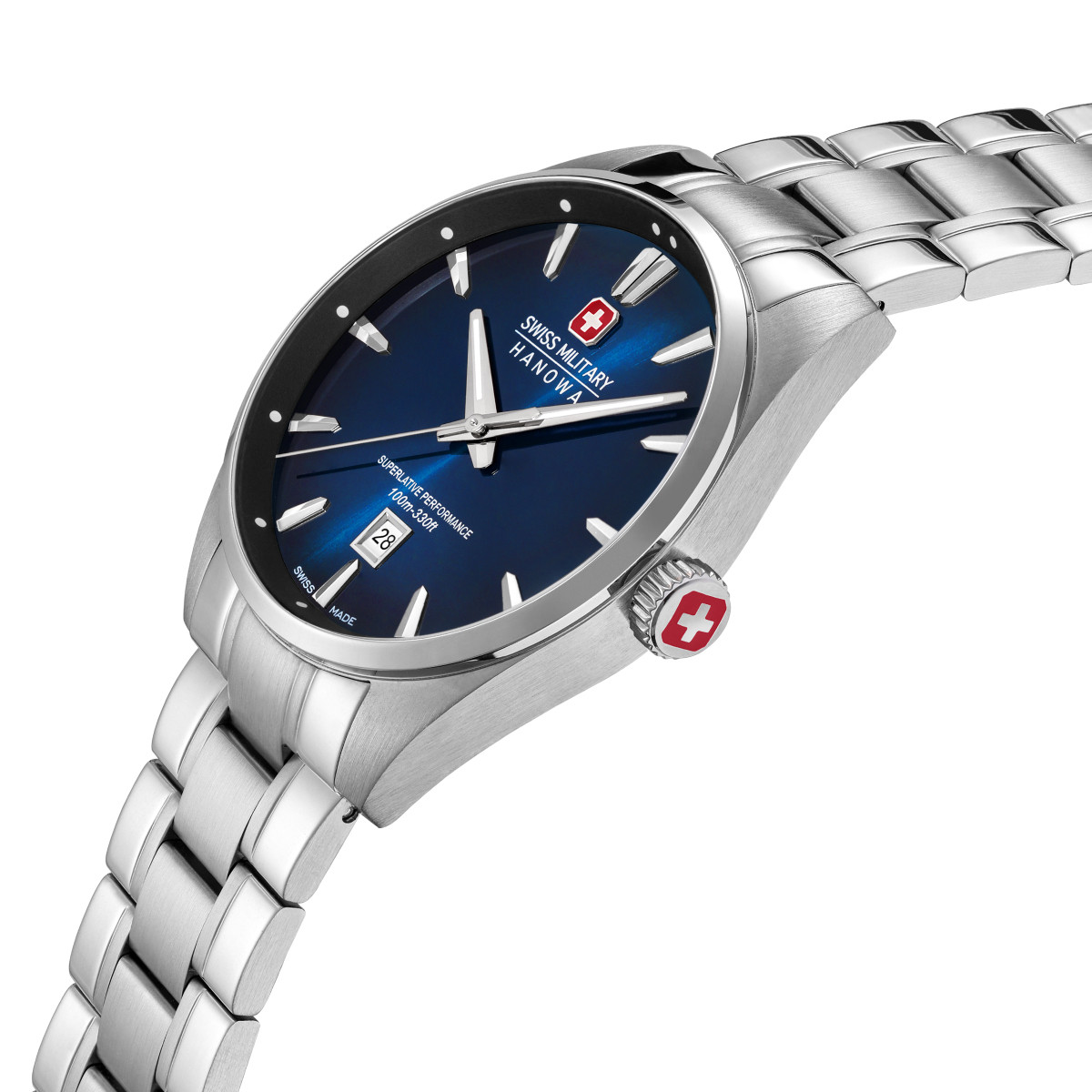 Swiss Military Hanowa Thunder SMWGH0007902 horloge met blauwe wijzerplaat en datum - Ø 42 mm