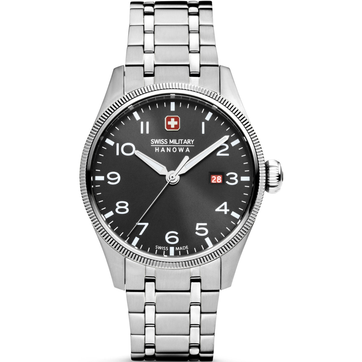 Swiss Military Hanowa Thunderbolt SMWGH0000801 quartz horloge van staal met zwarte wijzerplaat - Ø 43 mm