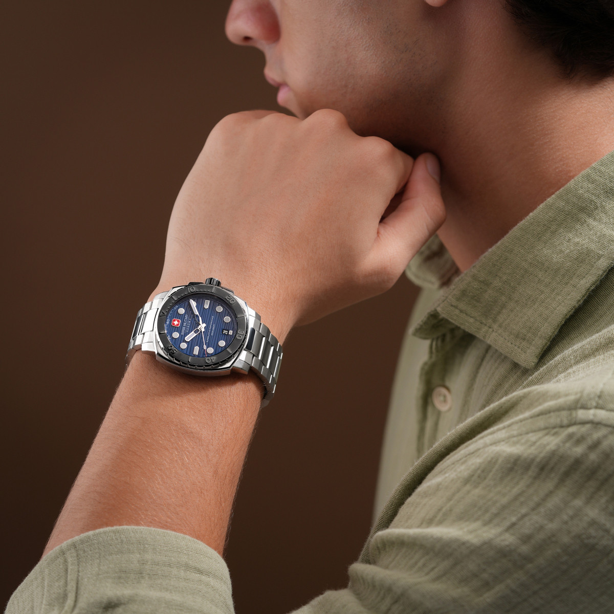 Swiss Military Hanowa Tidalwave SMWGH0006602 herenhorloge van staal met blauwe wijzerplaat - Ø 40 mm