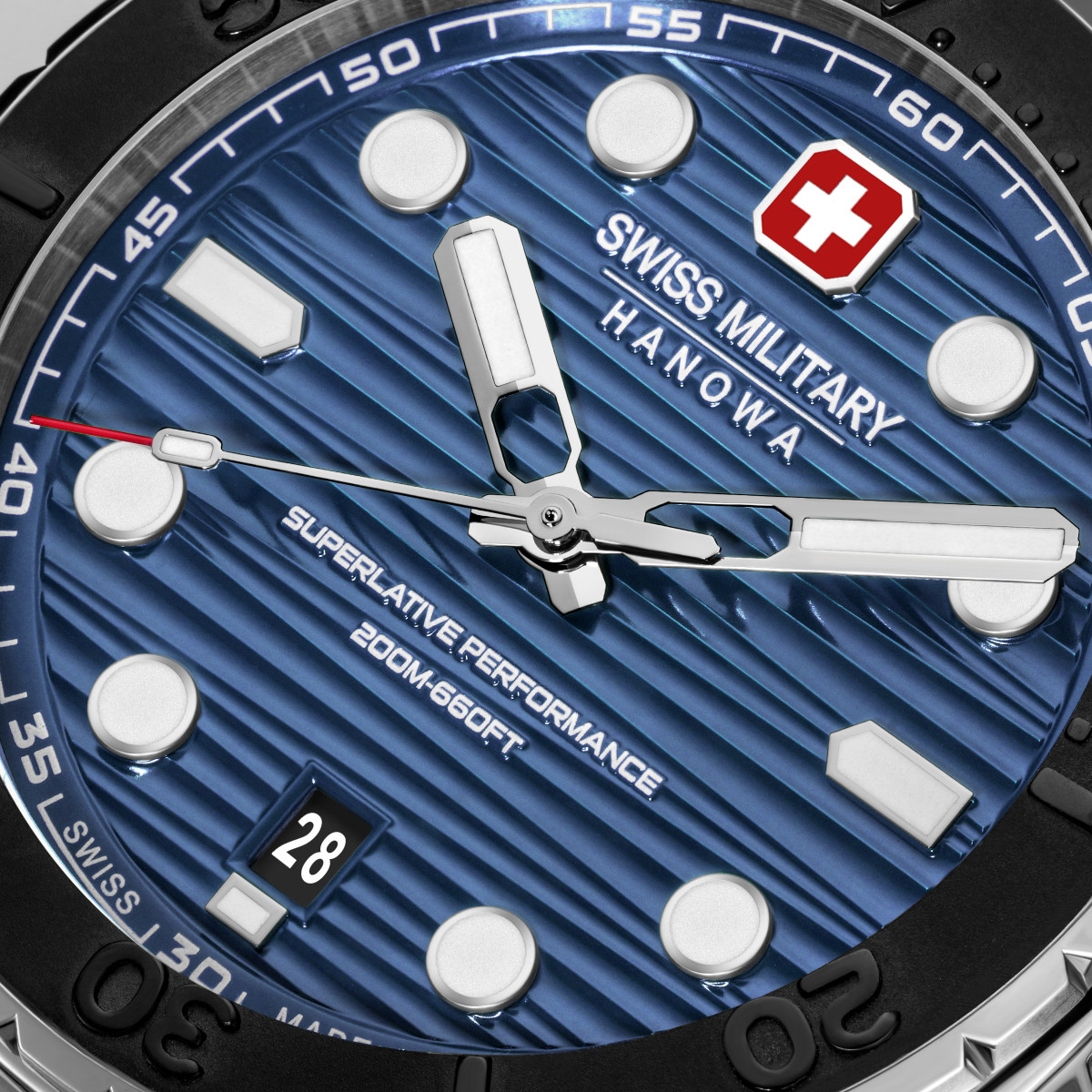 Swiss Military Hanowa Tidalwave SMWGH0006602 herenhorloge van staal met blauwe wijzerplaat - Ø 40 mm