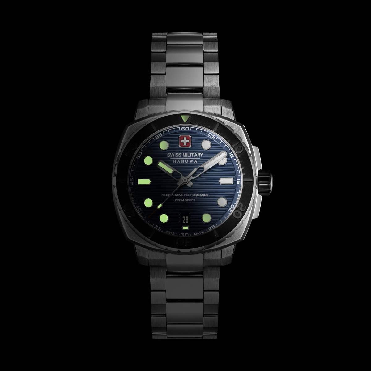 Swiss Military Hanowa Tidalwave SMWGH0006602 herenhorloge van staal met blauwe wijzerplaat - Ø 40 mm