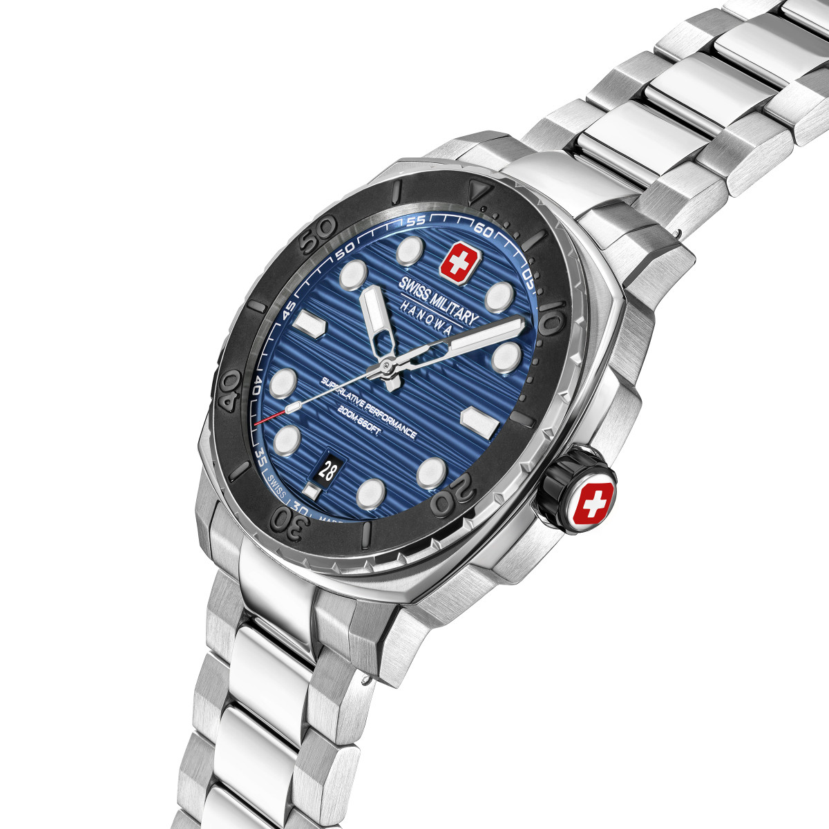 Swiss Military Hanowa Tidalwave SMWGH0006602 herenhorloge van staal met blauwe wijzerplaat - Ø 40 mm