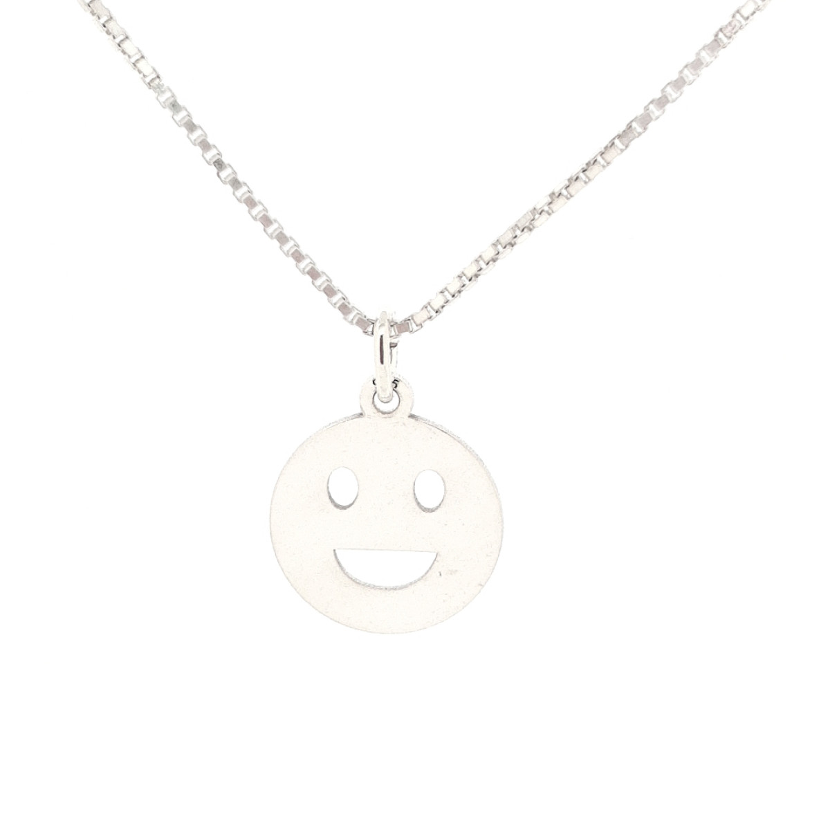 Zilveren smiley hanger kleine glimlach
