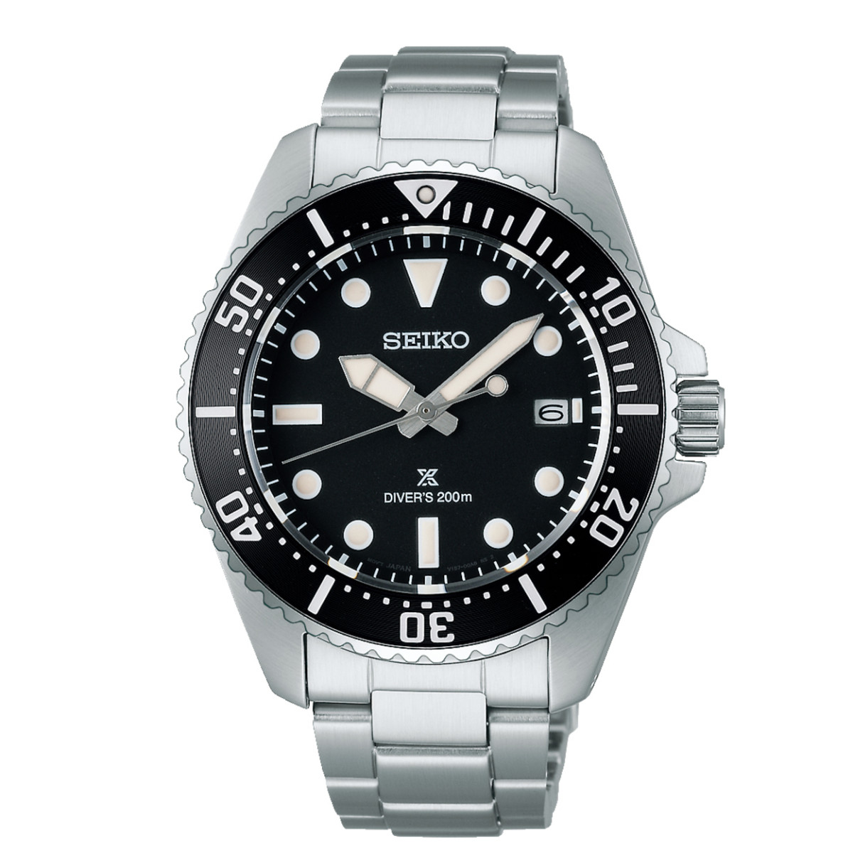 Seiko Prospex SNE597P1 zilverkleurig staal herenhorloge, zwart met datum, GMT - Ø 41 mm