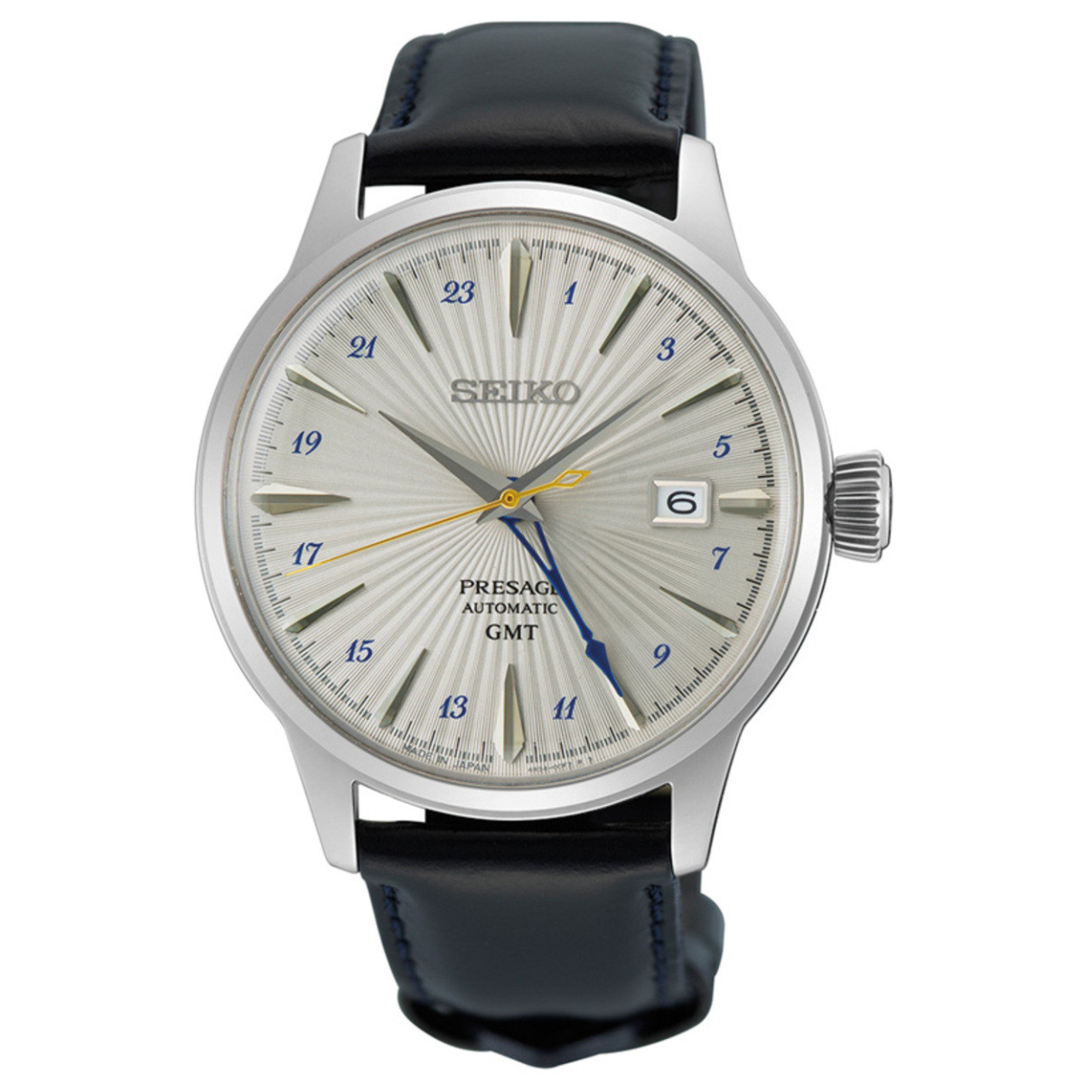 Seiko Presage SSK049J1 automatisch herenhorloge met zilverkleurige kast en blauwe leren band - Ø 41 mm