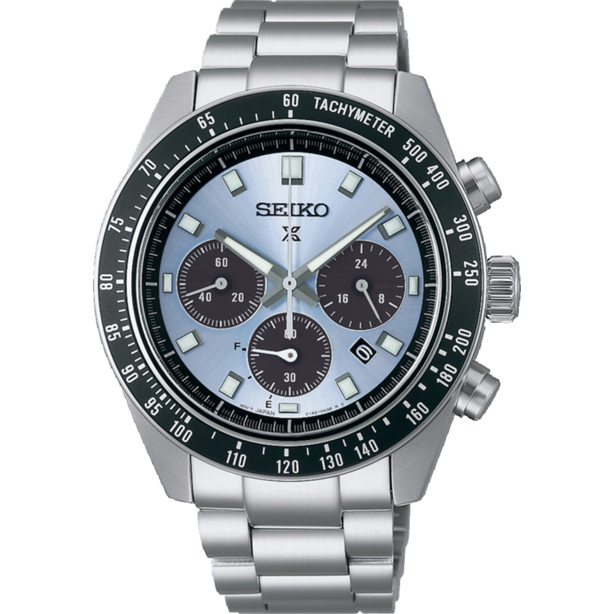 Seiko Prospex SSC935P1 herenhorloge zilverkleurig van blauw staal met chronograaf - Ø 41 mm