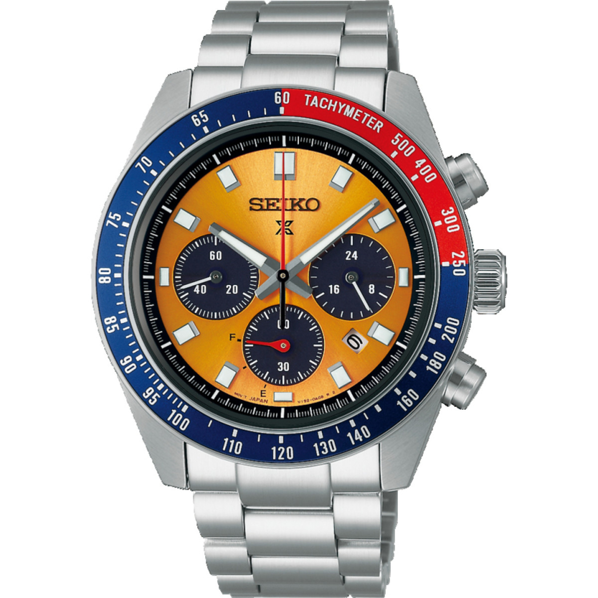 Seiko Prospex SSC947P1 solar herenhorloge van staal met oranje wijzerplaat - Ø 41 mm