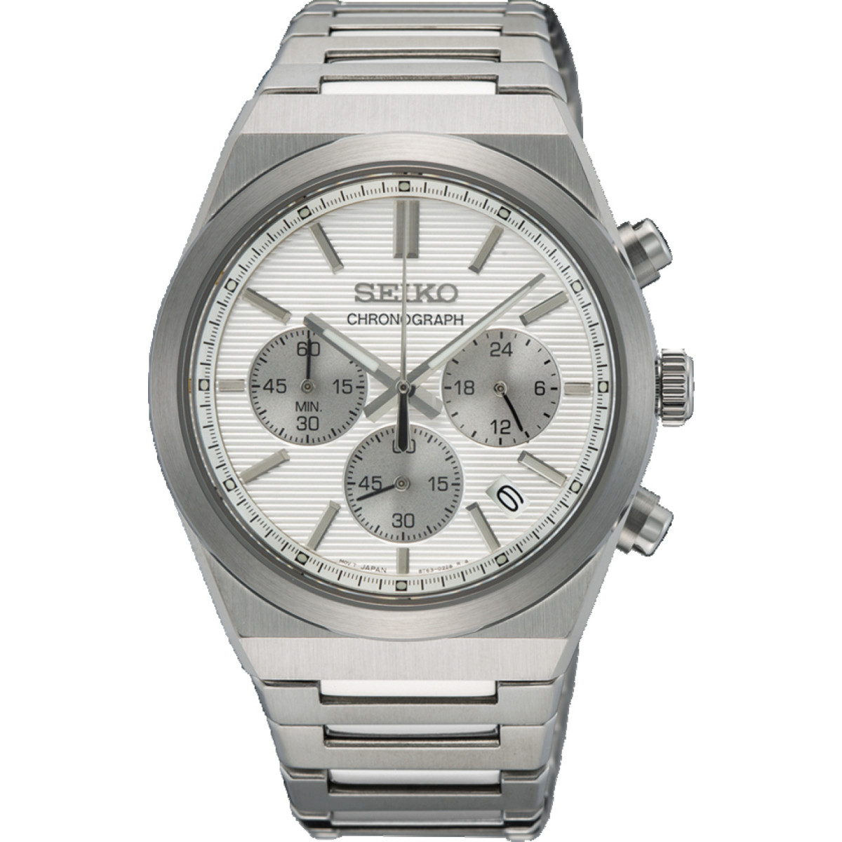 Seiko SSB451P1 zilverkleurig herenhorloge van staal met chronograaf en datum - Ø 40 mm
