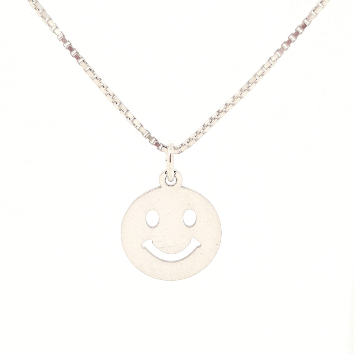 Zilveren smiley hanger 