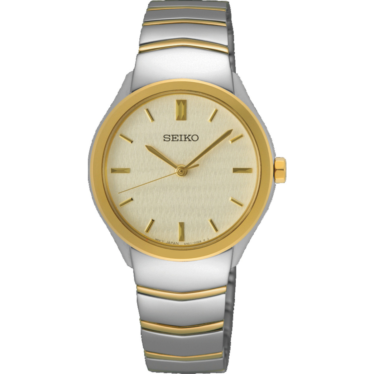 Seiko SUR550P1 dameshorloge van staal bicolor goudkleurige wijzerplaat - Ø 30 mm