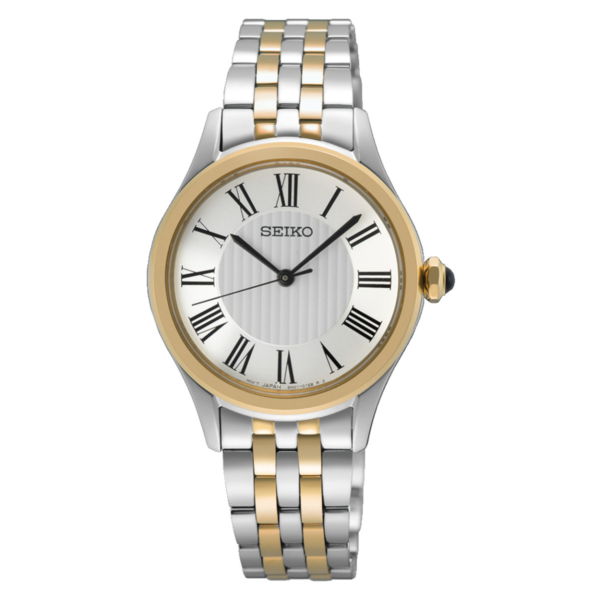 Seiko SUR612P1 Quartz horloge bicolor met stalen band en witte wijzerplaat - Ø 30 mm