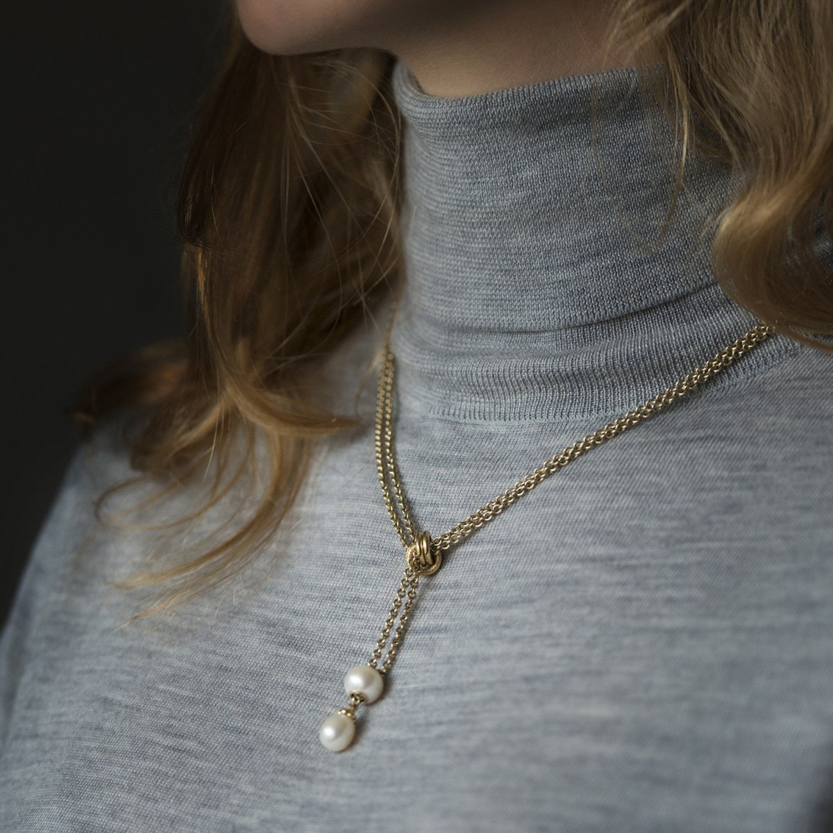 Trollbeads 14-karaat gouden ketting met witte parel