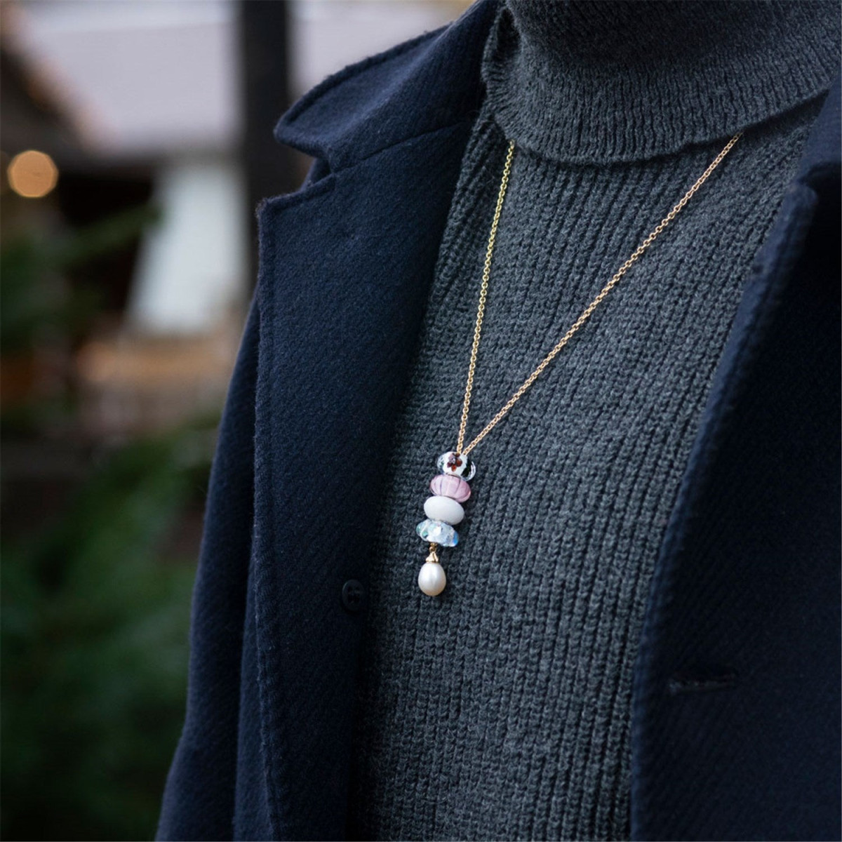 Trollbeads 14-karaat gouden ketting met witte parel