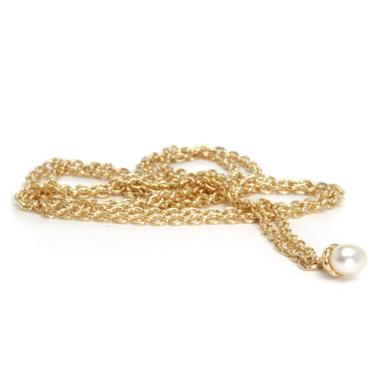 Trollbeads 14-karaat gouden ketting met witte parel