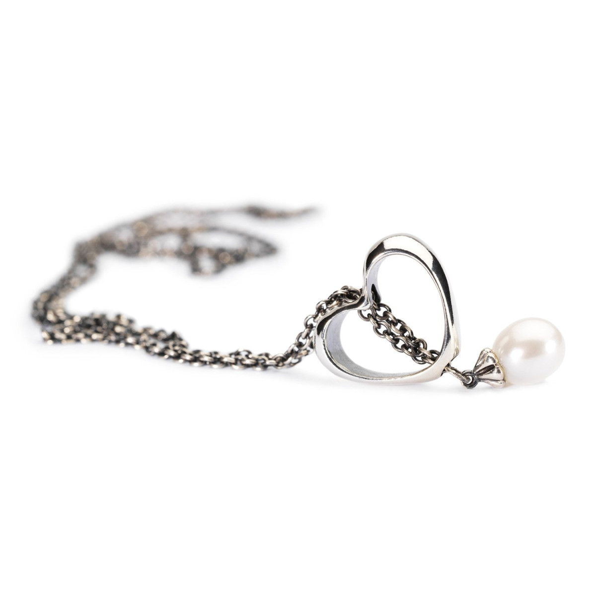 Trollbeads collier van zilver met witte zoetwaterparel