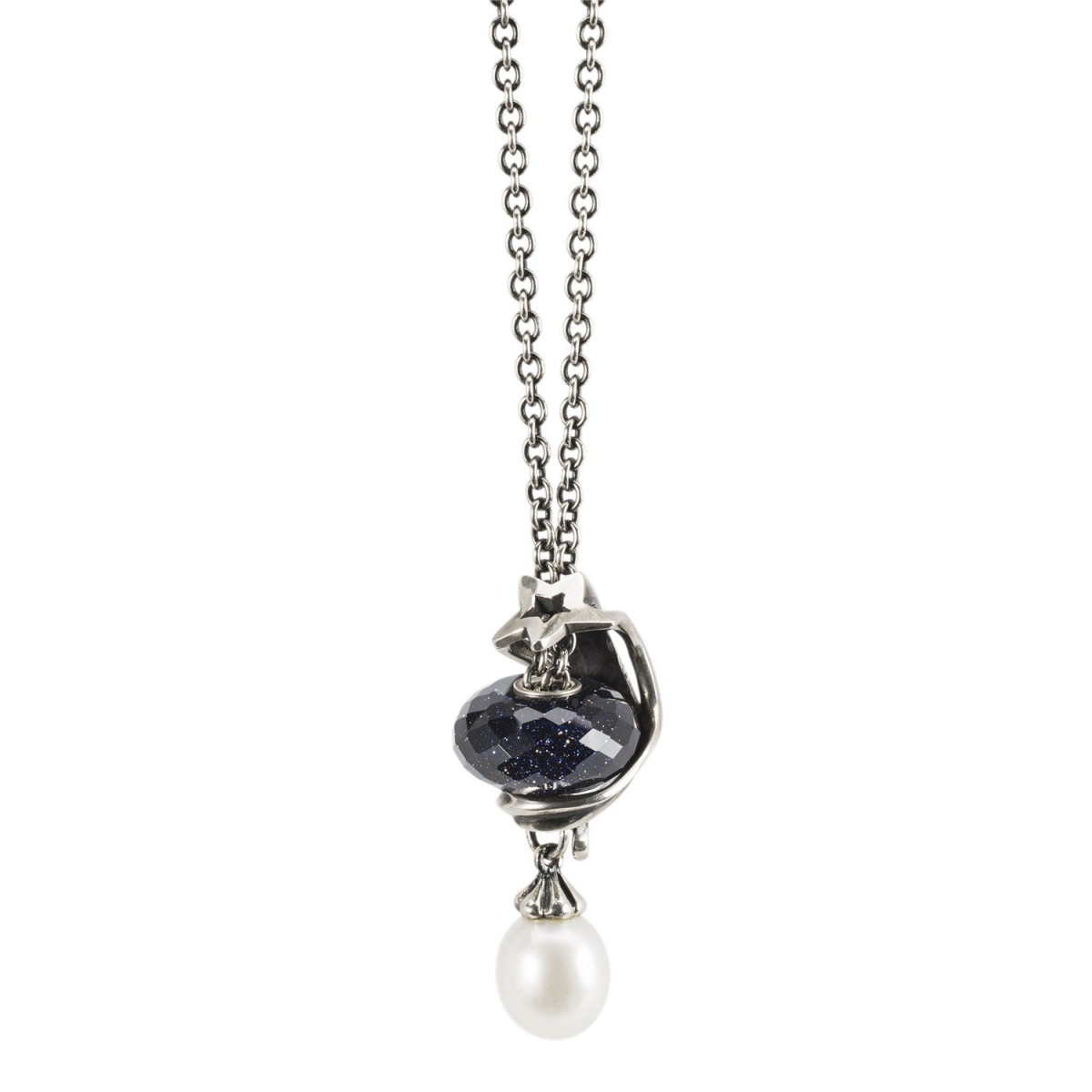 Trollbeads collier van zilver met witte zoetwaterparel