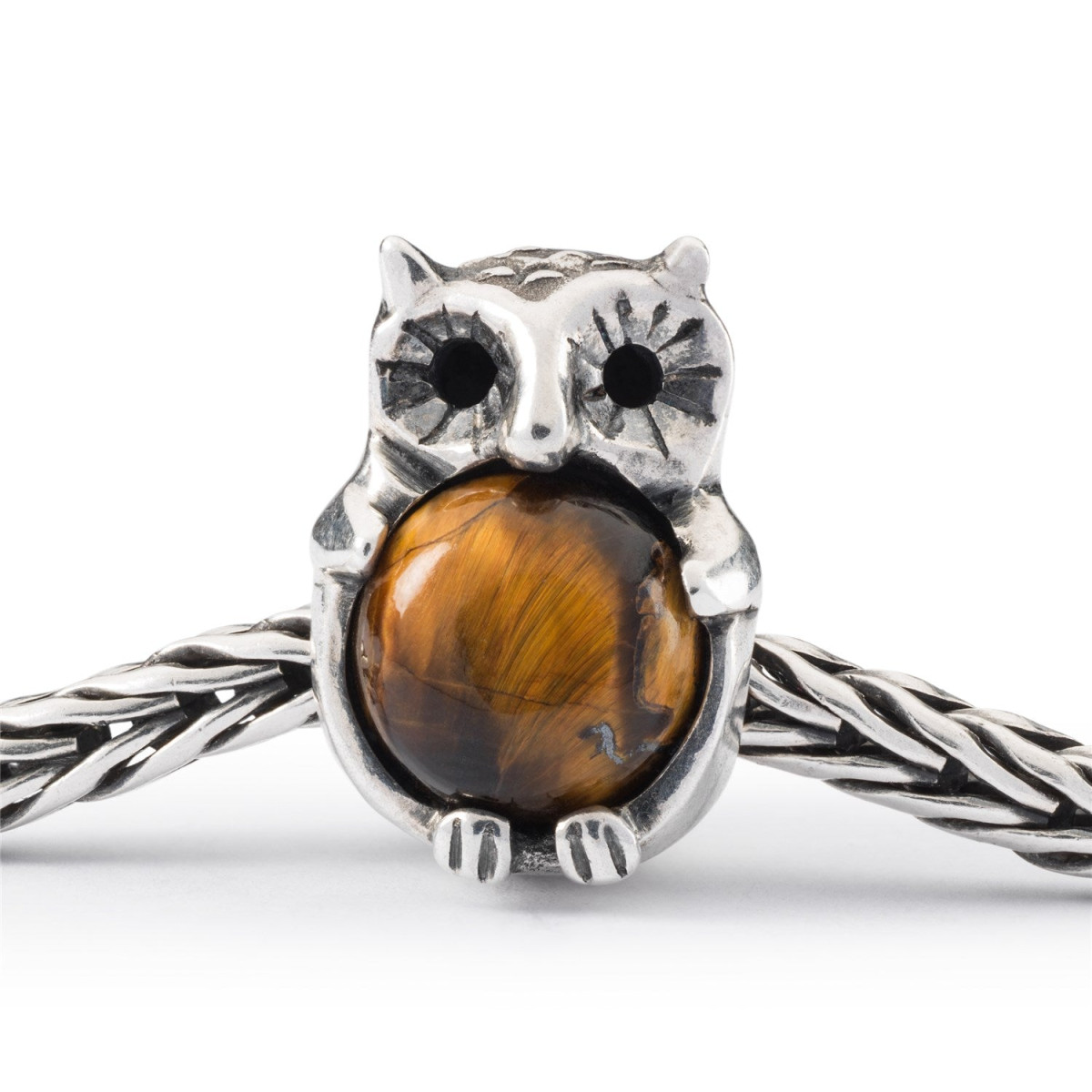 Trollbeads TAGBE-00290 Eigenzinnige uil bedel van zilver met tijgeroog