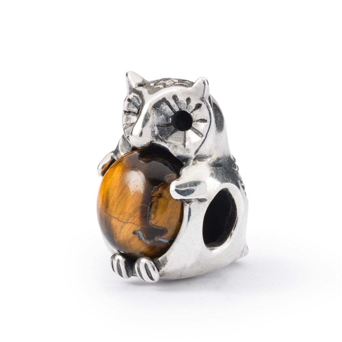 Trollbeads TAGBE-00290 Eigenzinnige uil bedel van zilver met tijgeroog