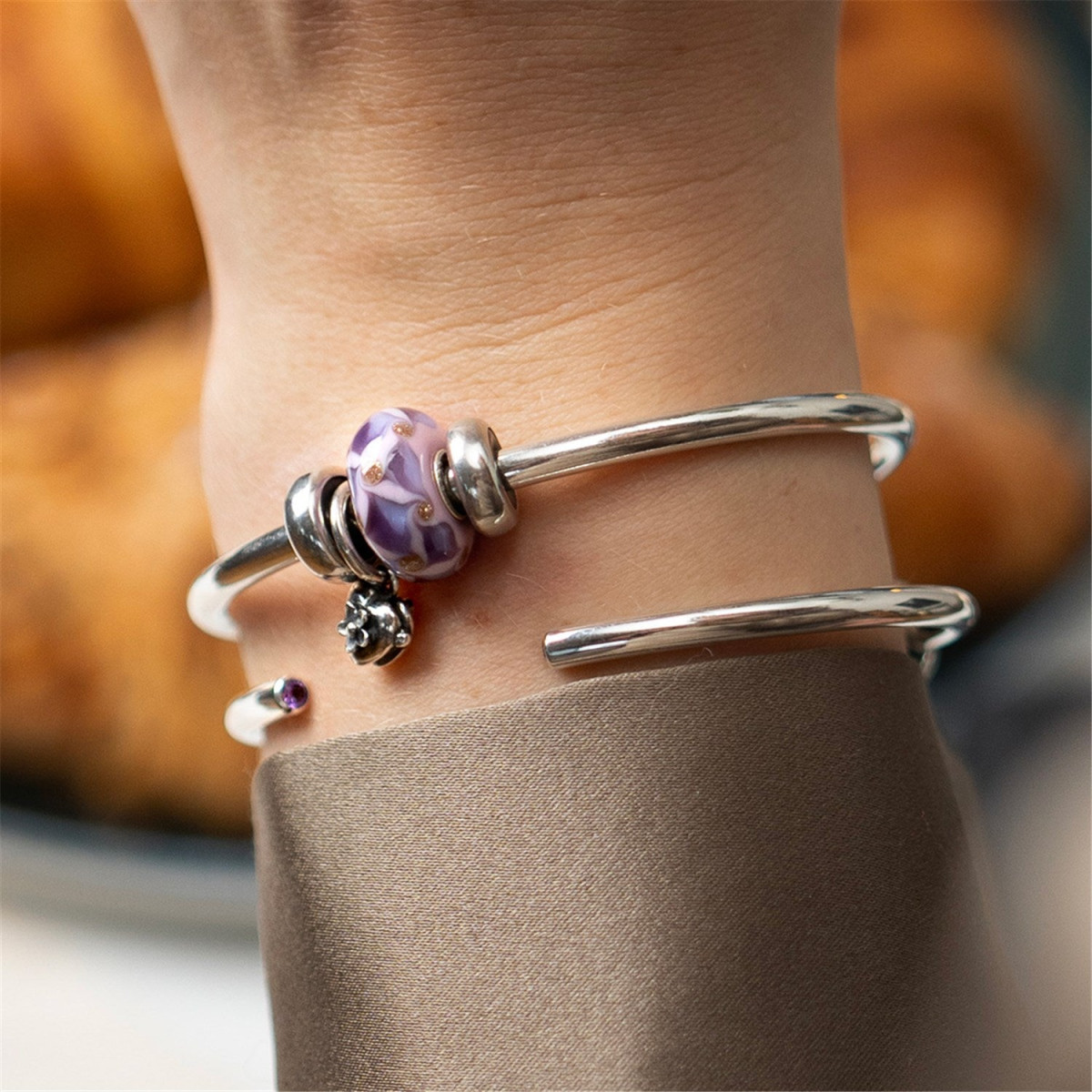 Trollbeads TAGBE-20302 hartjes hangende bedel met bloem