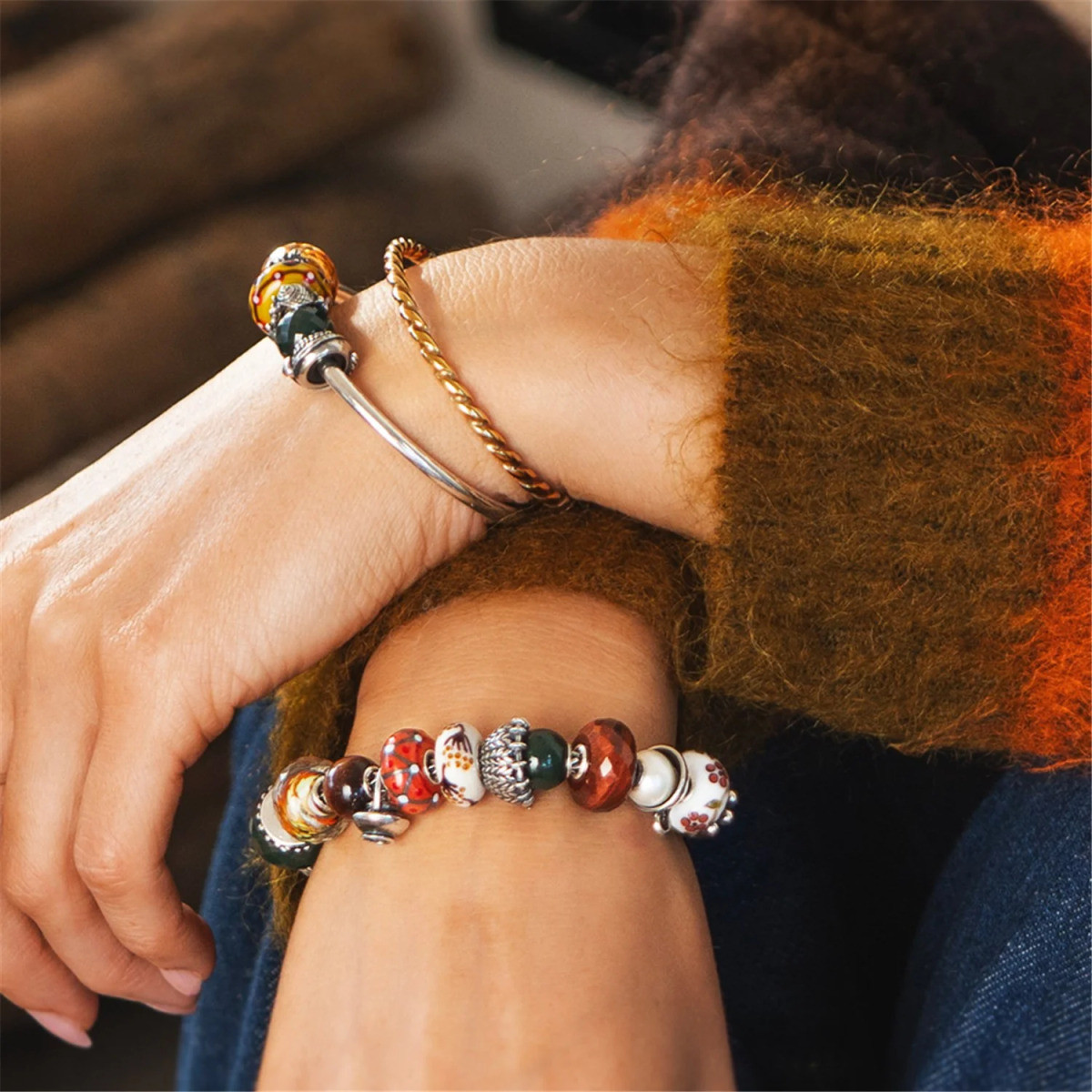 Trollbeads TAGBE-30207 zilveren bedel Lus voor Lus met breiwerk
