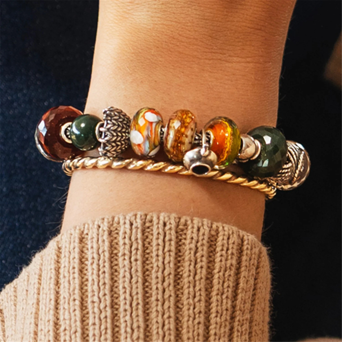 Trollbeads TAGBE-30207 zilveren bedel Lus voor Lus met breiwerk
