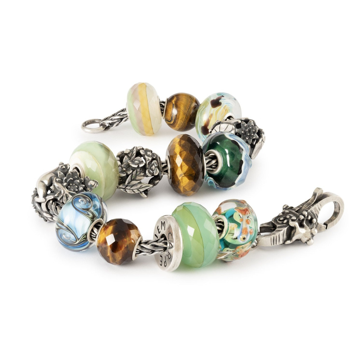 Trollbeads TAGBE-50048 bedel met bloemetjes van zilver