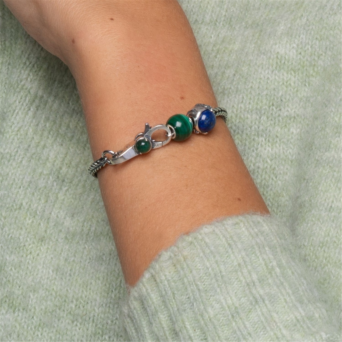 Trollbeads TAGLO-00081 Groen witte sluiting met aventurijn en maansteen