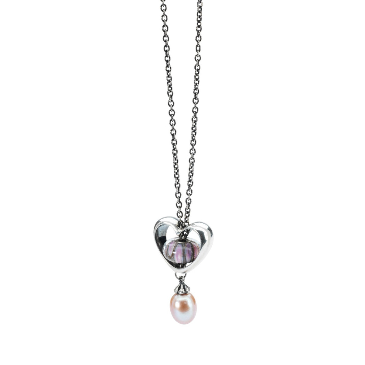 Trollbeads zilveren ketting met roze zoetwaterparel 