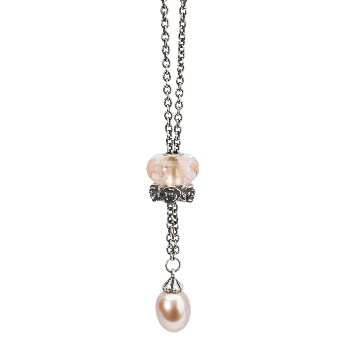 Trollbeads zilveren ketting met roze zoetwaterparel 