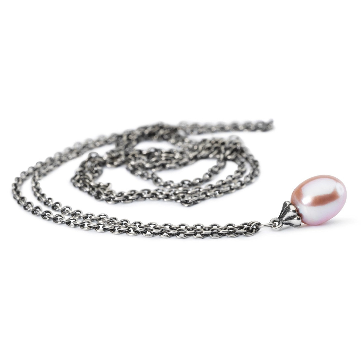 Trollbeads zilveren ketting met roze zoetwaterparel 