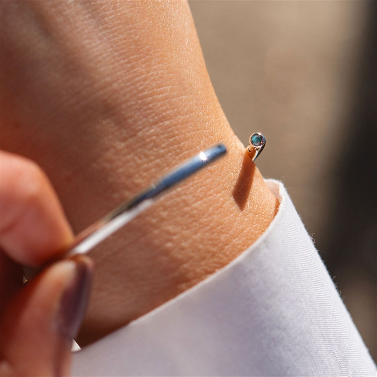 Trollbeads zilveren kracht bangle met labradoriet