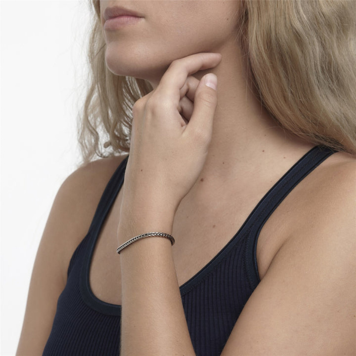 Trollbeads zilveren schakelarmband zonder sluiting vossenstaartschakel