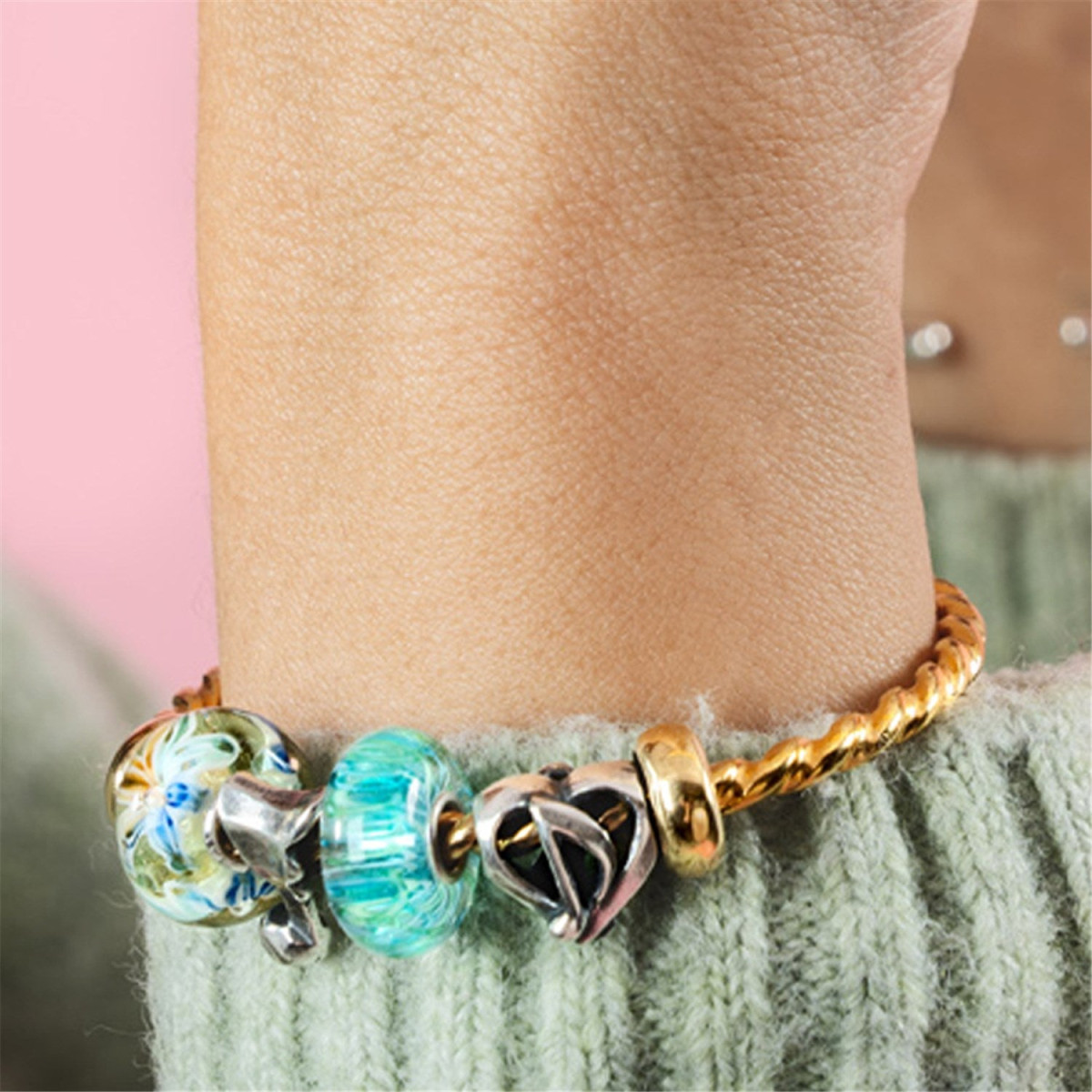 Trollbeads TGLBE-20364 IJskasteel kraal van glas met blauw en groen