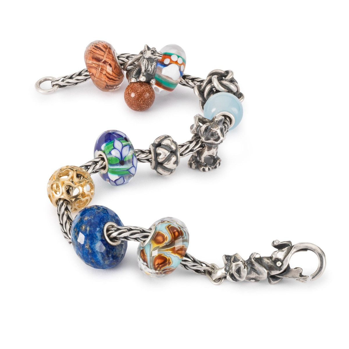 Trollbeads TGLBE-20384 Bloeiende blauwe iris kraal van glas