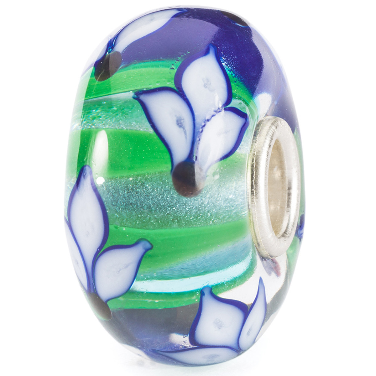 Trollbeads TGLBE-20384 Bloeiende blauwe iris kraal van glas