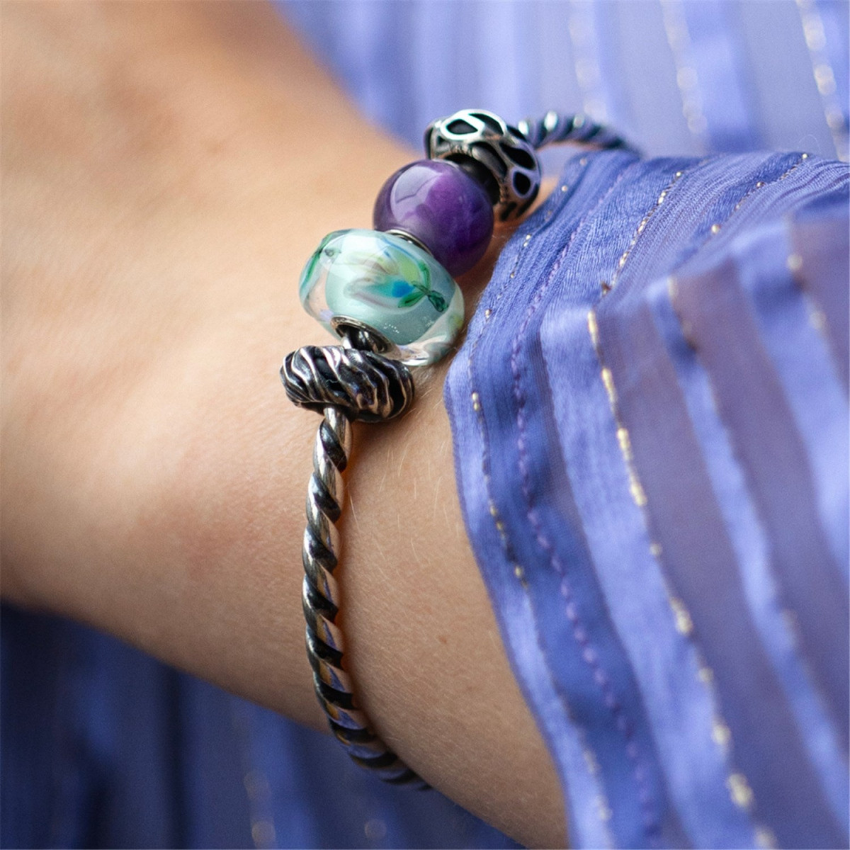 Trollbeads TGLBE-20439 Fantasievolle regenboogtulp glazen kraal