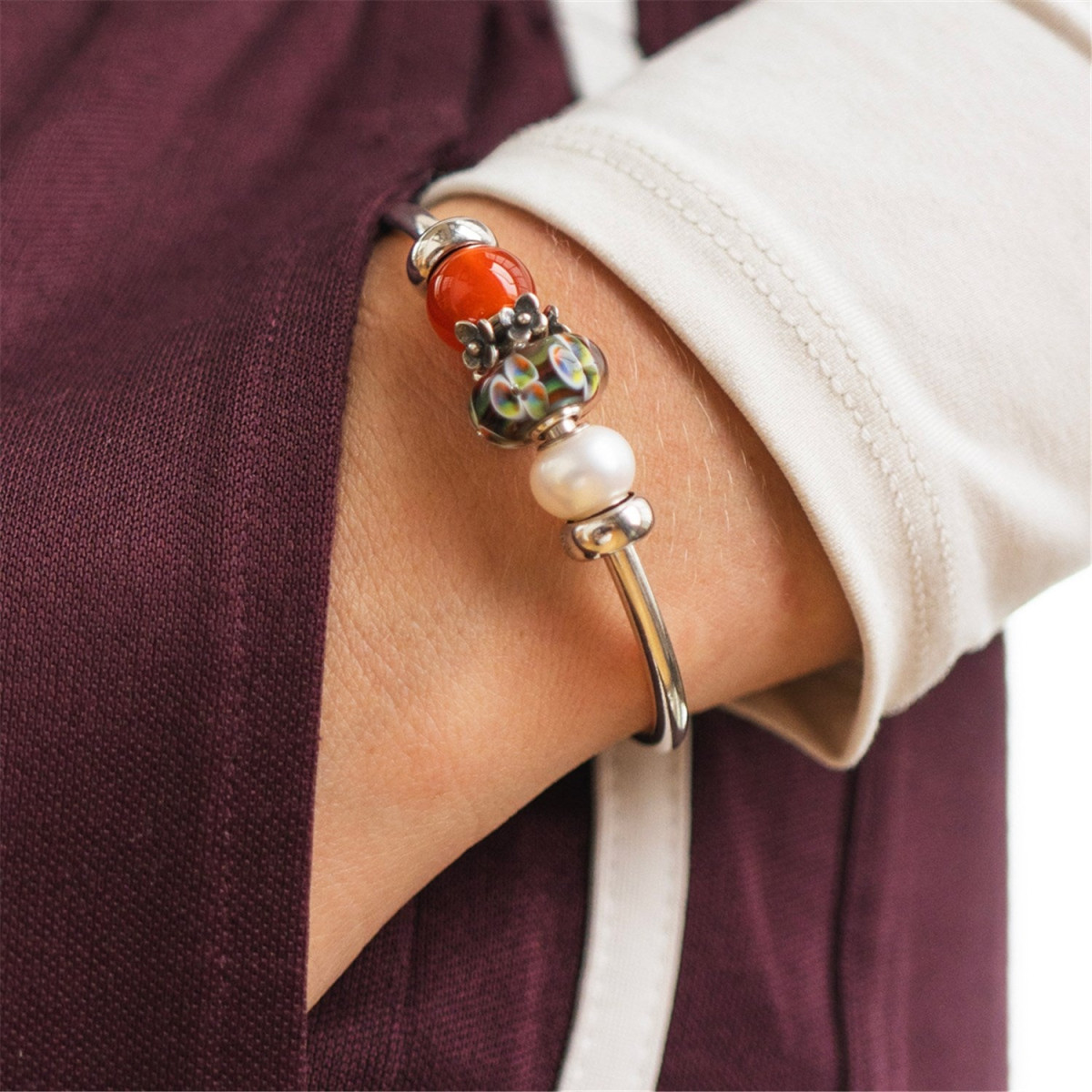 Trollbeads TGLBE-20440 Regenboogbloem kraal van glas