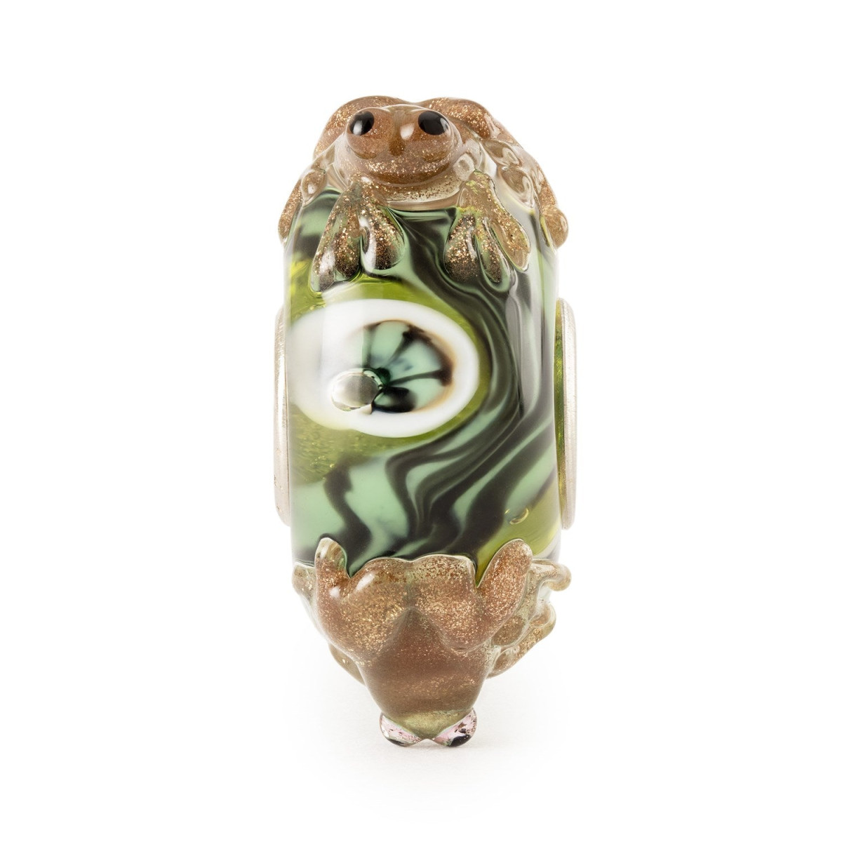 Trollbeads TGLBE-20448 glazen kraal met bruine kikkers