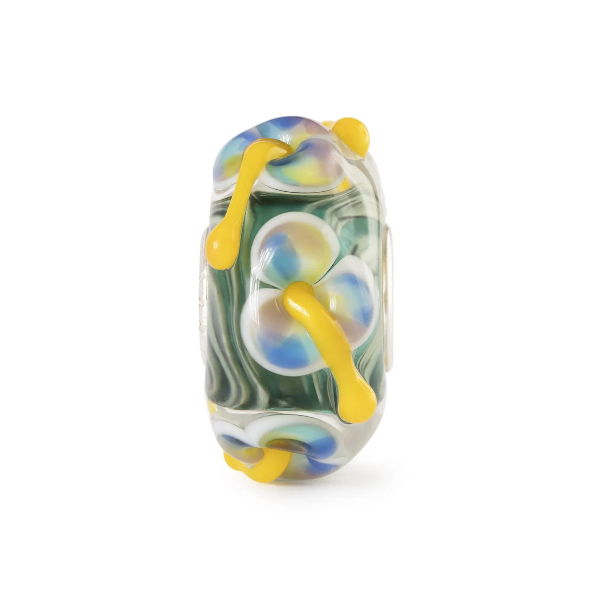 Trollbeads TGLBE-20473 geel-groene Feeënbloem kraal van zilver en glas