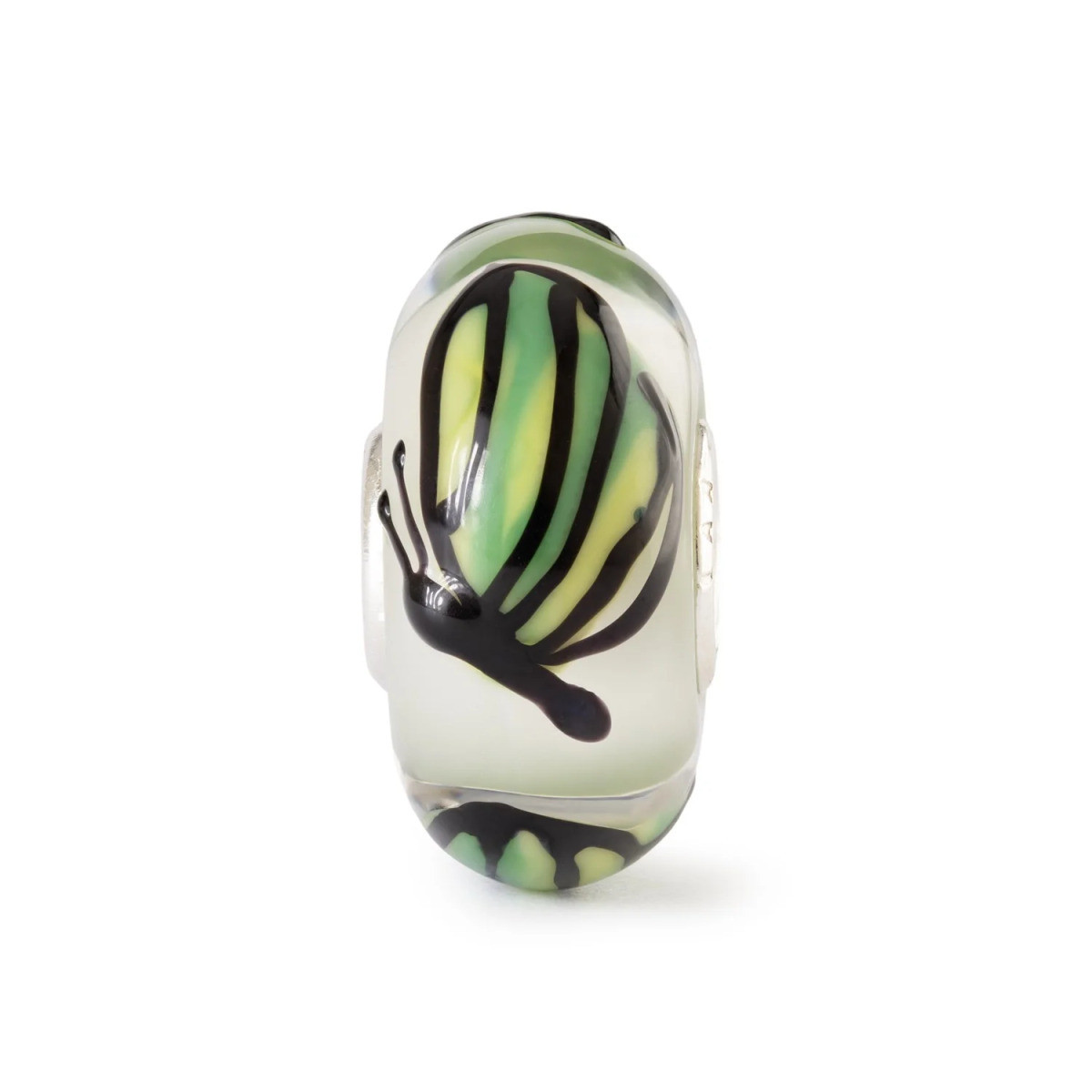 Trollbeads TGLBE-20476 Glazen Bosfladder kraal met groene vlinder van zilver